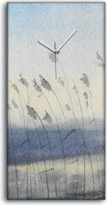 Produktbild von Wandkunst Leinwand Bild Uhr 30x60 Gemälde Abstrakte Winter Schnee Blumen - weiße Hände
