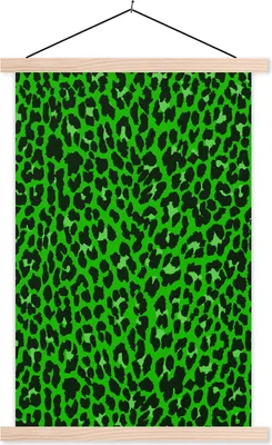 Produktbild von MuchoWow® Textilposter Leopard - Muster - Grün 40x60 cm mit holzfarbenen Rahmen - Poster