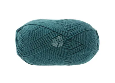 A ball of teal yarn on a white background.