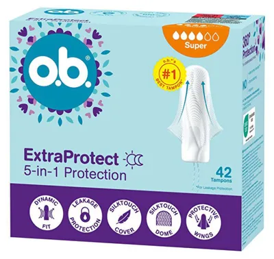Zdjęcie produktu dla Tampony O.B. Extra Protect Super Plus, opakowanie 42 sztuki