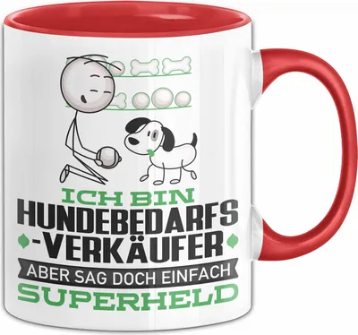 Produktbild von Hundebedarfsverkäufer Geschenk Tasse Ich Bin Hundebedarfsverkäufer Aber Sag Doch Einfach Superheld Lustige Geschenkdiee für Hundebedarfsverkäufer Kaffee-Becher (Rot)