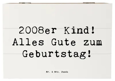 Produktbild von Mr. & Mrs. Panda fotokiste Spruch 2008 Geburtstag 22 x 15 cm - Weiß - Geschenk, Holzbox, Jahrgangsfeier, Kiste, schmuckbox, Schatzkiste, Erinnerungen, Alles Gute zum