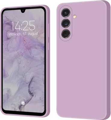 A product image showing a phone case in purple, displayed from the front and back.
