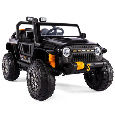 Imagen del producto de Coche eléctrico para niños AIORBER, con función de conducción para padres e hijos. Modo para padres. Capacidad de carga: 100 kg. Batería: 12V, 7Ah. Conexión USB y Bluetooth. Mando a distancia, arranque suave, 2 motores de 35W. Bocina, luces delanteras. Velocidad: 3-7 km/h, para niños a partir de 3 años.