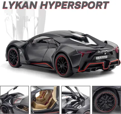 Zdjęcie produktu dla 1 / 24 Alloy Sports Model samochodu Zabawki Pull Back Sound Light Toys Pojazd dla dzieci Dzieci prezent czarny