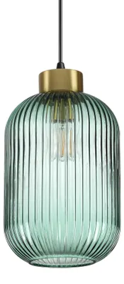 Zdjęcie produktu dla Lampa wisząca Vintage-Decò Mint-3 metalowa zielona 1 źródło światła E27