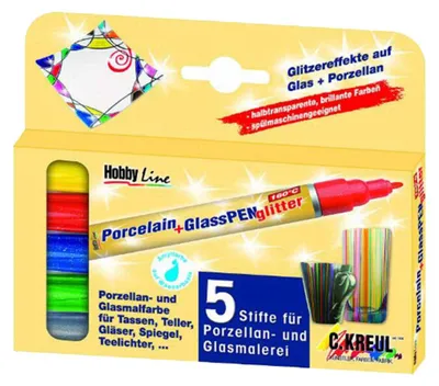 Obrázek produktu pro KREUL 16530 5 KREUL Glitter Porzellanstifte farbsortiert 2,0 - 4,0 mm
