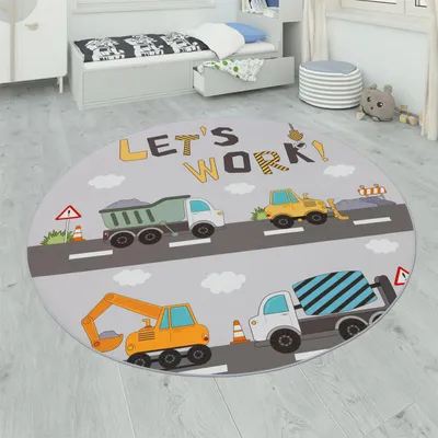 Produktbild von Kinder-Teppiche, Kurzflor-Teppiche für Kinderzimmer mit vers. Designs Spielteppiche Bunt Grösse 160 cm Rund