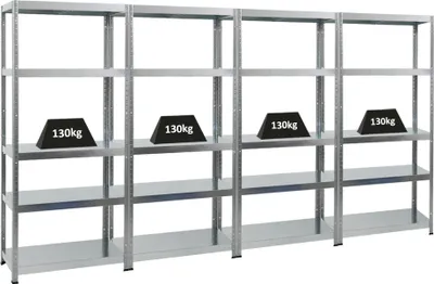 Produktbild von Mega Deal | 4x Schwerlastregal Steel Eagle | HxBxT 180x80x40 cm | Fachlast 130kg | Verzinkt