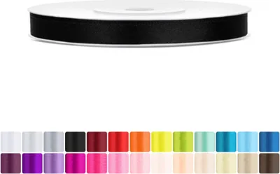 Produktbild von Satinband 6mm Schwarz - 25 Meter Rolle Geschenk- & Schleifenband