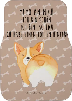 Produktbild von Mr. & Mrs. Panda Automatte Corgi Po - Hundeglück - Geschenk, Auto-Fußmatte, Schutzmatte Auto, Fußmatte, Matte, Spruch, Sprüche, Niedlich, Hund, Positiv, Corgie