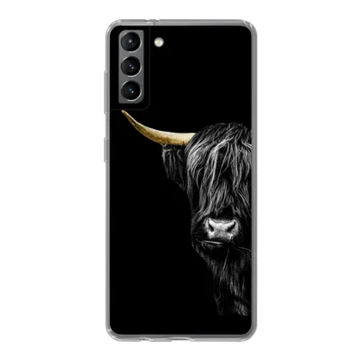 Produktbild von MuchoWow® Handyhülle Schutzhülle Hülle für Samsung Galaxy S21 Plus Schottischer Hochländer - Kühe - Gold Silikon Softcase Handy Hülle - Handy-Tasche
