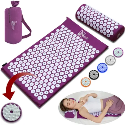 Produktbild von Akupressurmatte und Akupressurkissen für Massage & Schmerzlinderung (mit Praktische Tragetasche, Akupressur Set für Entspannung,Stimulation und Meditation