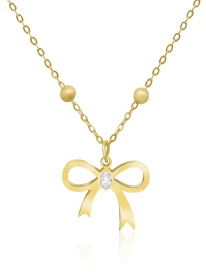 Produktbild von Gilieyer Glänzend Schleife Halskette Anhänger, Kette Damen Gold Silber Schleifen