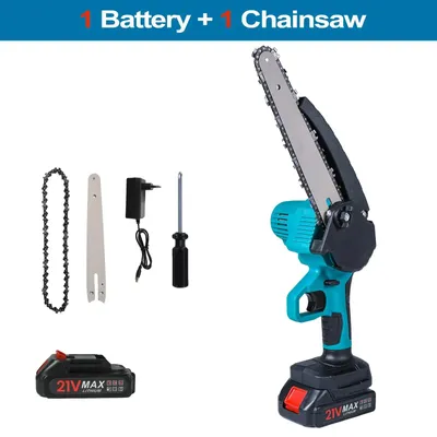 Produktbild von Elektro-Kettensäge - Akku-Handkettensäge - 20 cm Schwert - 18–21 V - 2 Akkus - Garten und Brennholz