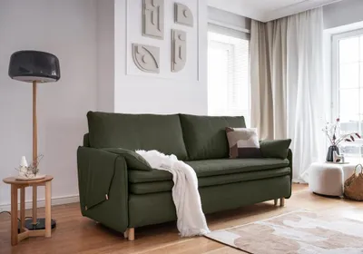 Produktbild von MIUFORM Simon - Sofa mit Bettfunktion - 207x90cm - Olivgrün - 3-Sitzer Schlafsofa