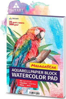 Produktbild von A5 Aquarell-Papier 300g / Weiß / 35 Blatt | Aquarellblock Din A5 von Tritart
