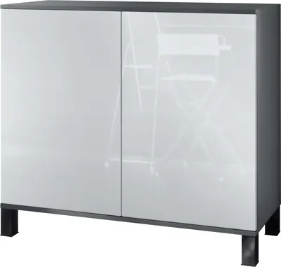 Produktbild von Vladon Kommode Skadu V3, Moderner Küchenschrank mit 2 großen Türen Anthrazit matt / Weiß Hochglanz (92,5 x 84.5 x 35)