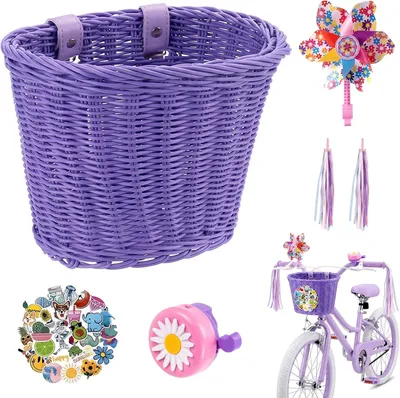Imagen del producto de Cesta para bicicleta para niños y niñas, fabricada en plástico trenzado