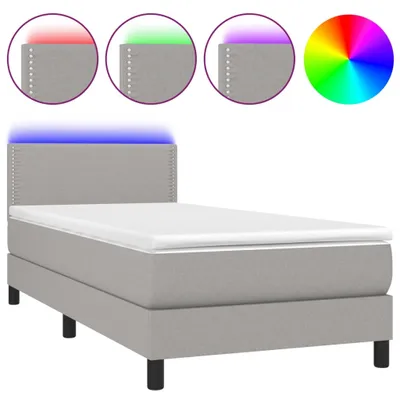 Produktbild von vidaXL Boxspringbett mit Matratze & LED Hellgrau 80x200 cm Stoff