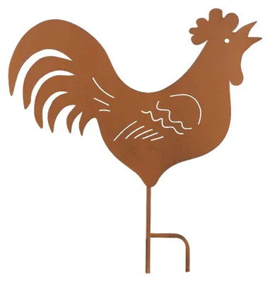 Image de Coq en métal brun rouille Décoration de jardin Figure de jardin 48x35cm