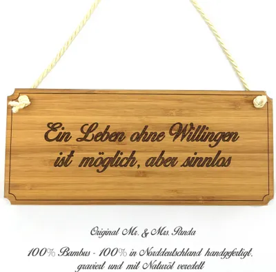 Produktbild von Mr. & Mrs. Panda Schild Willingen - Geschenk, Graviert, Wegweiser, Geschenkidee, Infotafel, wandtafel, Landhaus, Türschild, Shabby, Firmenschild