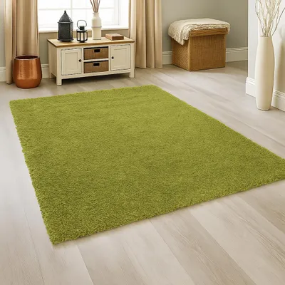 Produktbild von Moderner Hochflor Teppich in Moosgrün – stilvolles Design und angenehme Haptik Größe - 300 x 400 cm