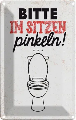 Produktbild von vianmo Blechschild 30x20 cm lustig im sitzen pinkeln Witz Humor Spaß