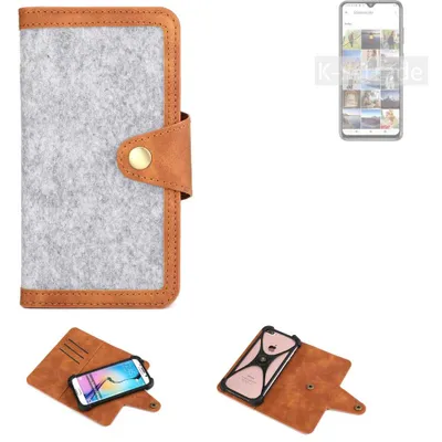 Produktbild von K-S-Trade Handyhülle kompatibel mit Cubot Note 30 Schutzhülle Filz-Hülle Kunst-Leder hellgrau braun (1x)