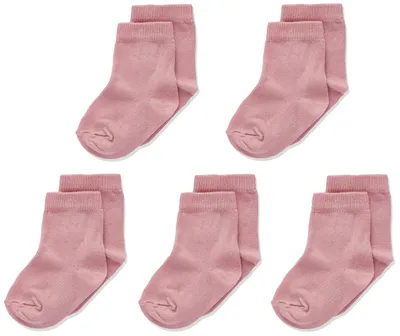 Productafbeelding van MINYMO Uni babysokken met verstevigde hiel - Effen (5-pack), Roze, maat 19-22 EU