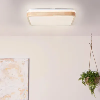 Zdjęcie produktu dla BRILLIANT nowoczesna lampa sufitowa LED TUMEO | Kątowa lampa sufitowa wykonana z trwałego drewna| 24W 2400 lumenów 3000 Kelwinów | Drewno/metal/plastik