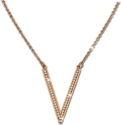 Produktbild von Amello Edelstahl 333er Rosegold Halskette V-Kette Schmuck 54cm rose weiß ESK100E