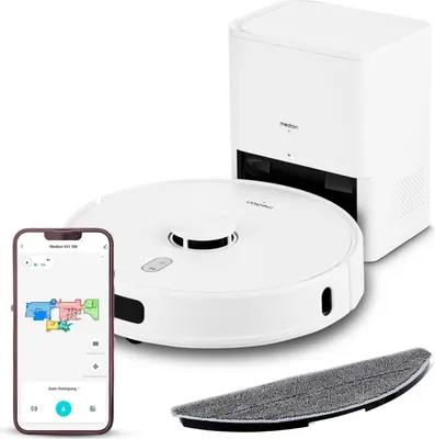 Produktbild von MEDION Saugroboter mit Absaugstation, Lasernavigation und Wischfunktion X41 SW+ (Starke 8000Pa Saugkraft, 2in1 Roboterstaubsauger, präzise Kartenerstellung, Go & No Go Bereiche, mehrere Etagen)