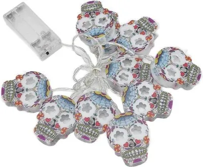 Image de Guirlande lumineuse LED « Crânes » - Décoration lumineuse à lumière chaude pour les fêtes