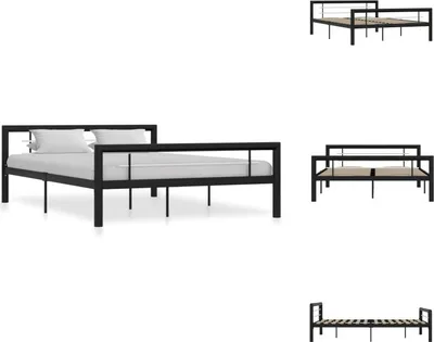 Produktbild von vidaXL Bettgestell Schwarz und Weiß Metall 120x200 cm -  Betten & Bettgestelle