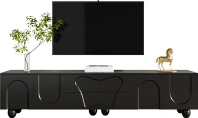 Produktbild von AIORBER TV Schrank Weiß/Schwarz 180 cm mit Massivholzbeinen Minimalistische Kommode Lowboard mit Stauraum Modern Wohnzimmer
