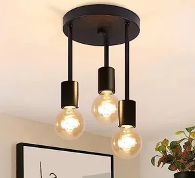 Produktbild von ZMH Deckenleuchte 3 Flammig Schwarz Deckenlampe Vintage  E27  Hängend  Deckenstrahler  mit 3 Spots Kronleuchter