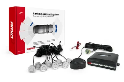 Obrázok produktu pre AMiO Asistenty parkovania so zvukovým signalizátorom/bzučiak 8-senzorové strieborné