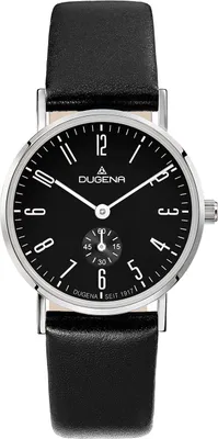 Obrázok produktu pre Dámske náramkové hodinky DUGENA 4460665 Mondo, quartz, čierny ciferník, puzdro z nehrdzavejúcej ocele, zafírové sklíčko, kožený remienok, spona s kolíkom, 3 bar