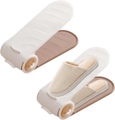 Image de Rangement à chaussures - Empileur de chaussures - Gain de place - Double niveau - 2 pièces - Beige