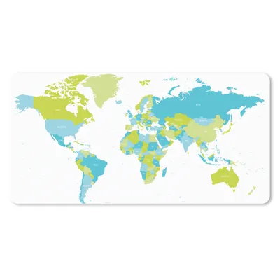 Produktbild von MuchoWow® Mauspad Mousepad Weltkarte - Grün - Blau 60x30 cm - Mousepads - Maus Mat - Pad - Mausunterlage - Nachhaltig