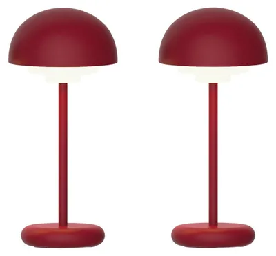 Produktbild von Luxus Europe - Tischlampe Rhodos - 2er-Set Bordeaux - Kabellose Outdoor-Tischlampe – Wiederaufladbar