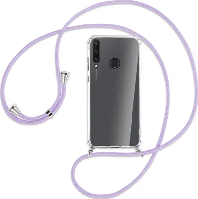 Produktbild von Handykette Backcover-Schutzhülle mit Band (Metall silberfarben) für Huawei Y6p - violett