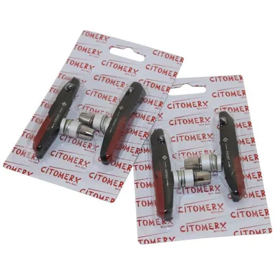 Imagen del producto de 2 pares de pastillas de freno de 72 mm, compuesto dual, para frenos de llanta V-Brake Shimano XTR Deore XT