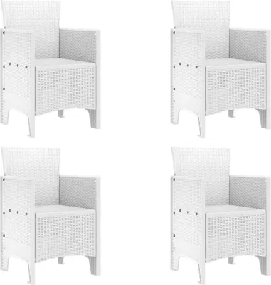 Image de vidaXL Chaise de jardin avec coussin 4 pièces Blanc 53 x 49 x 85 cm Polypropylène