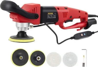Produktbild von Elektrische Nasspoliermaschine 1200 W, Wassereinspritzung, rotes Aluminiumgehäuse, 6 variable Geschwindigkeitsstufen, zum Nasspolieren von Beton- und Steinarbeitsplatten