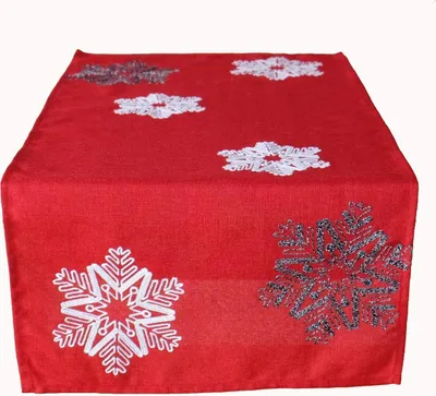 Produktbild von Tischläufer Stickerei Eiskristalle Winter Weihnachten Dekoration 40 x 85 cm