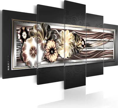 Produktbild von Leinwandbilder 200x100 cm 020101- 213 Vlies Leinwandbild 5 tlg Kunstdruck modern Wandbilder XXL Wanddekoration Design Wand Bild BLUMEN ABSTRAKT