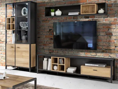 Produktbild von Wohnwand Schrankwand Wohnzimmerwand Anbauwand TV-Wand Mediawand "Hialeah II"