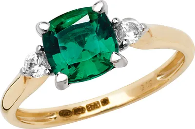 Image de Bague Solitaire Femme Or 375/1000 avec Emeraude de Culture, Saphir de Culture, 54 (17.2); TRS20624RSN